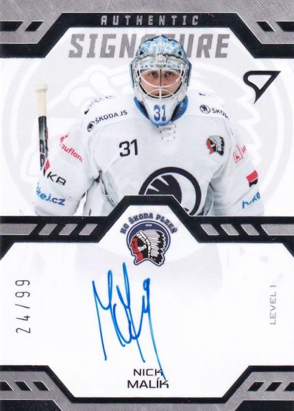 AUTO karta NICK MALÍK 24-25 SZ ELH Ser. 2 Authentic Signature Level 1 /99